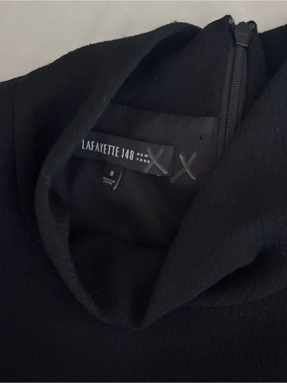 Lafayette 148 Black Wool Mock Neck Ruffle Hem Dress Sz 8 Quiet Luxury - Picture 5 of 6